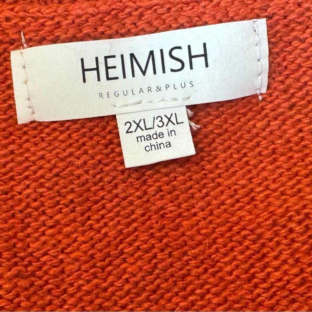 Orange/Red Long Sleeve V Neck Button Down Cardigan 2XL/3XL NWT - Heimish - Picture 15 of 15
